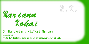 mariann kokai business card